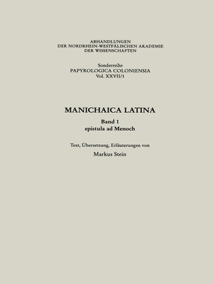 cover image of Manichaica Latina